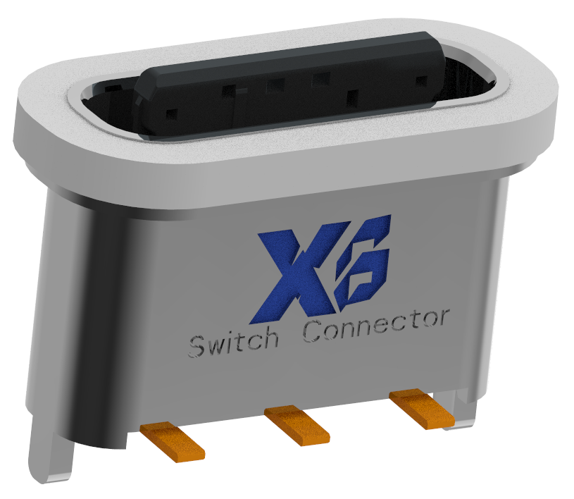 XB-TYPE C 3P 立贴防水母座L=7.15mm(带钢片)(锌合金外壳)